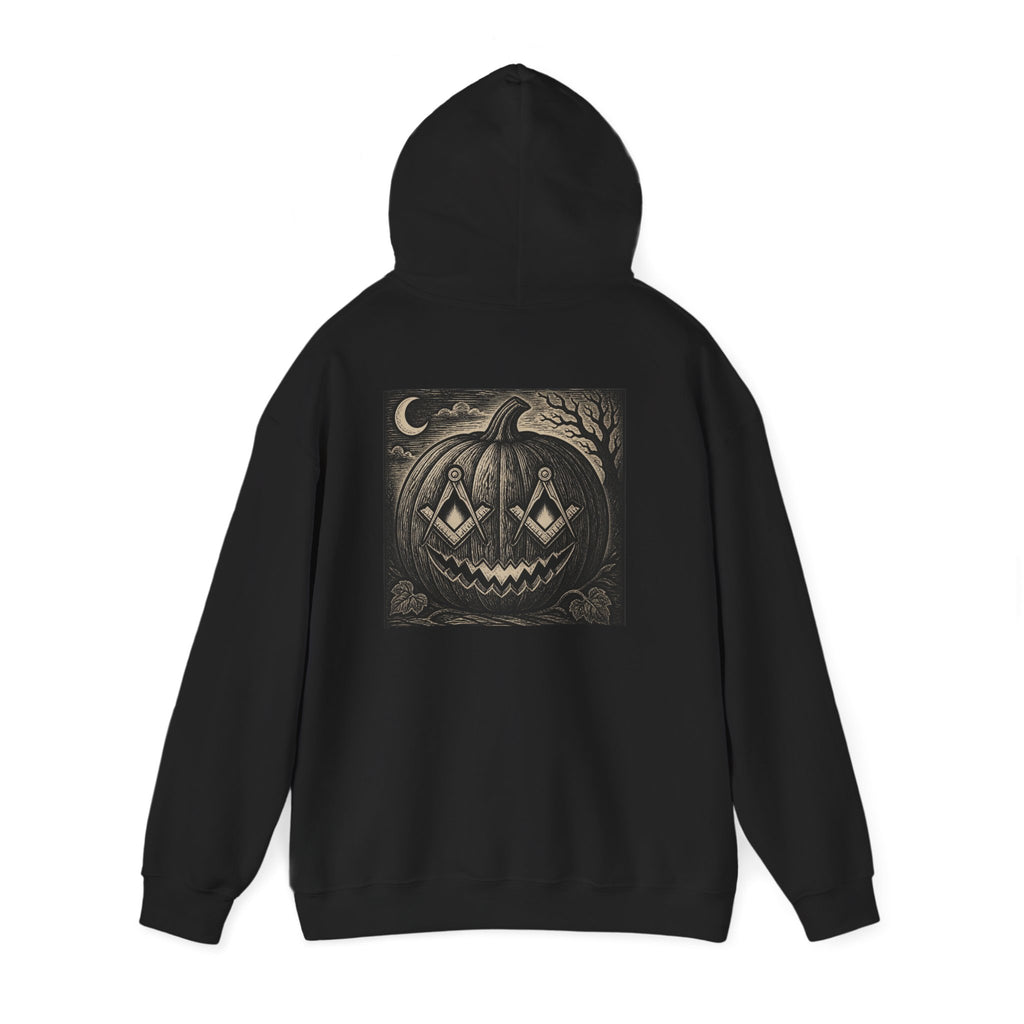 Light Font- Masonic Vintage Jack-o'-Lantern Hoodie | Spooky Pumpkin Moon Halloween